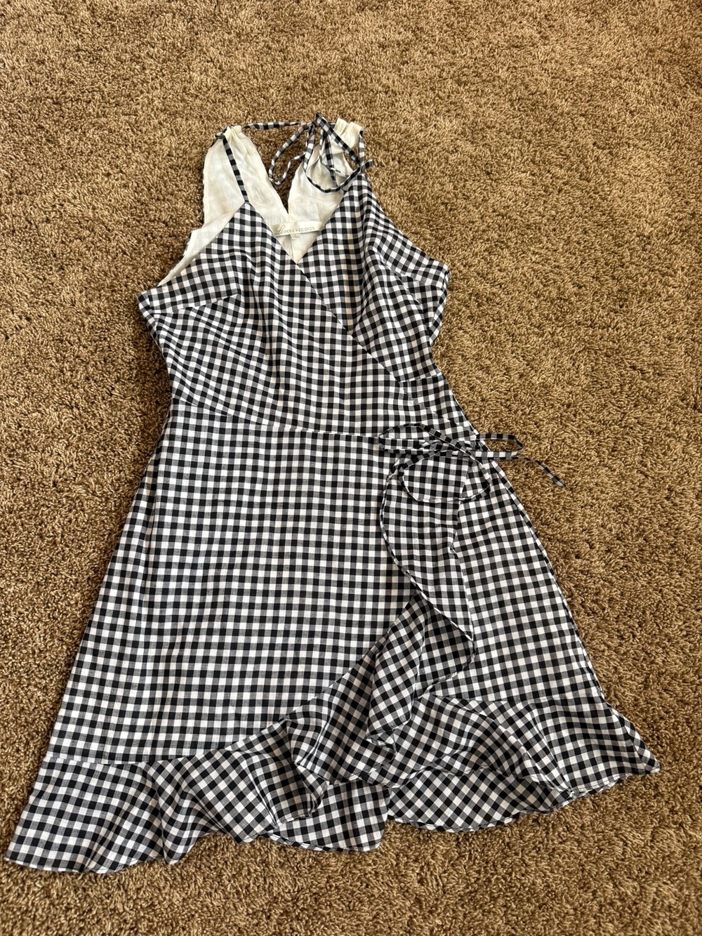 Lovers + Friends Black and White Gingham Wrap Dress